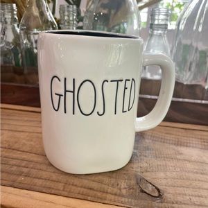 RAE DUNN WHITE CERAMIC “GHOSTED” DOUBLE SIDED MUG